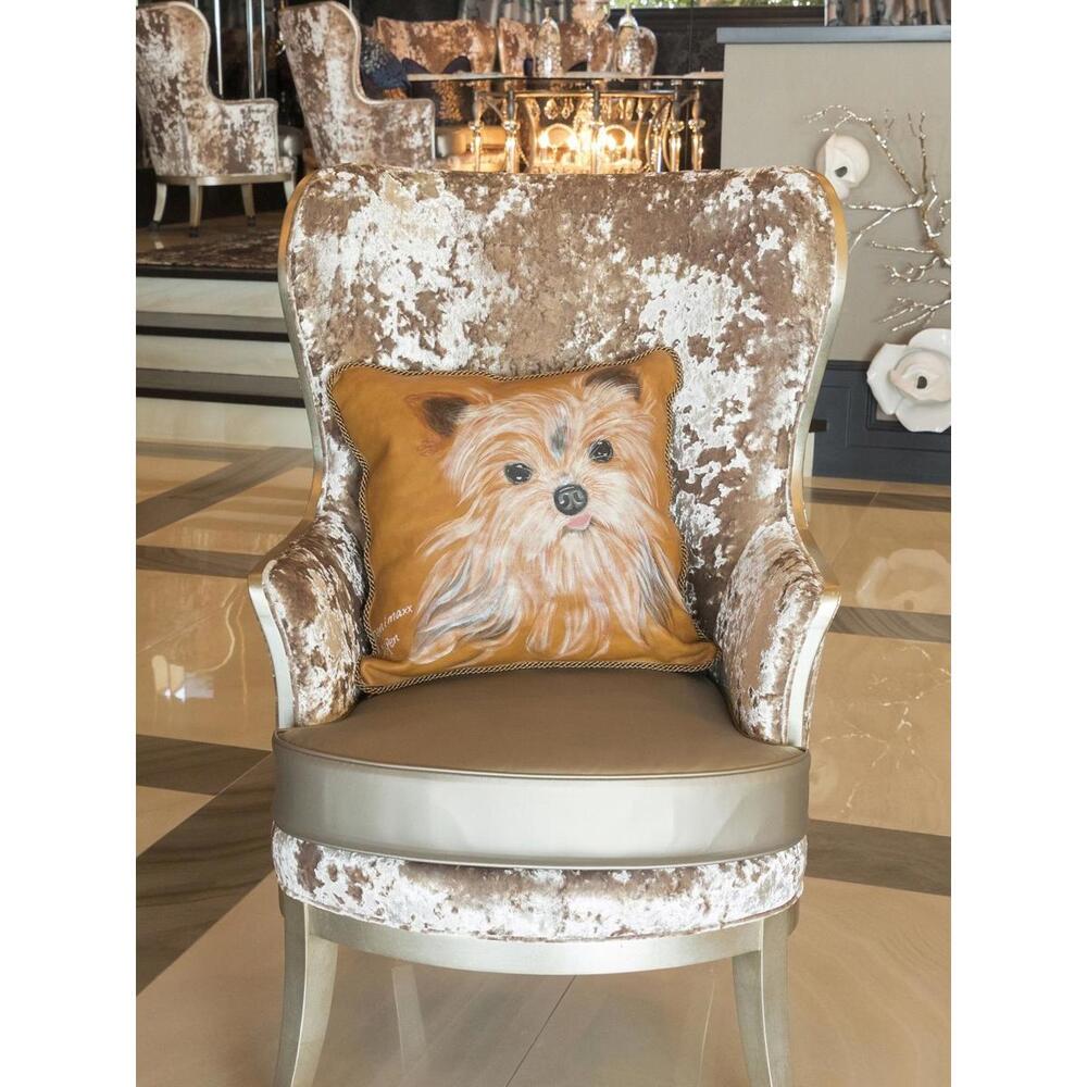 Hand Painted - Yorkie Leather Pillow